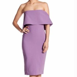 LIKELY Driggs Strapless Bodycon Dress with‎ Flutter Detail